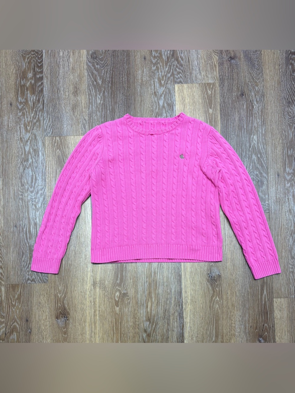 Ralph Lauren Hot Pink Cable Crewneck Sweater
